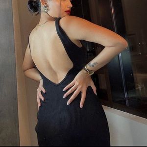 Low Back Ribbed MIDI Dress